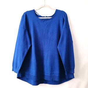 NWT Cable & Gauge Womens Blue Scoop Neck Back Zip Drop Shoulder Sweater Size 1X